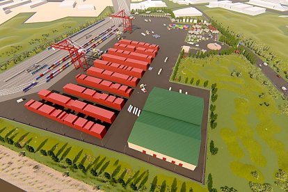 Infografía de la plataforma intermodal que forma parte del proyecto logístico de Medina del Campo. AYTO. MEDINA