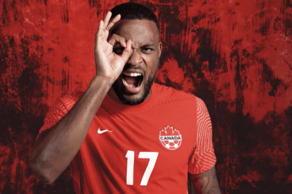 Cyle Larin en una celebración de gol con Canadá. / E. M.