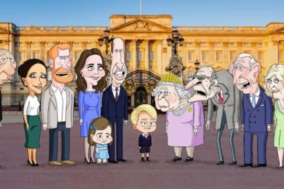 La famlia real británica, con el pequeño George en el centro.-HBO MAX