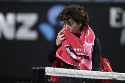 Carla Suárez, tras perder.-AP