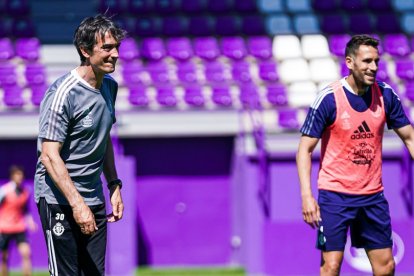 Pacheta en el último entrenamiento del Real Valladolid. / IÑAKI SOLA / RVCF