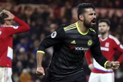Diego Costa celebra su decisivo gol al Middlesbrough.-AP / SCOTT HEPPELL