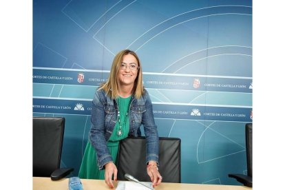 La vicesecretaria general del PSOE de Castilla y León y viceportavoz del Grupo Socialista en las Cortes, Virginia Barcones, informa de asuntos de la actualidad política de la Comunidad-ICAL