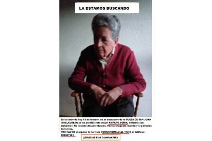 Amparo Soria en la imagen difundida por la familia