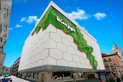 Recreación del aspecto que tendrá la fachada vegetal en el Corte Inglés de Constitución. E.M.-E.M.