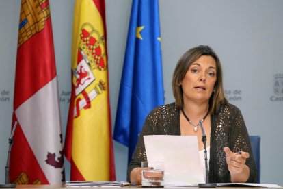 La consejera de Agricultura y portavoz de la Junta, Milagros Marcos, durante la rueda de prensa posterior al Consejo de Gobierno de Castilla y León-Rubén Cacho / ICAL