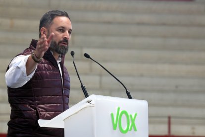 Una imagen de archivo de Santiago Abascal en un mitin. ICAL