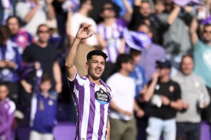 Meseguer celebra el gol ante la SD Huesca