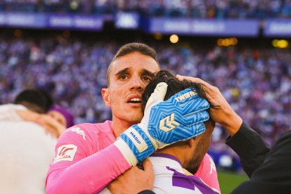 Masip durante la celebración del ascenso a Primera