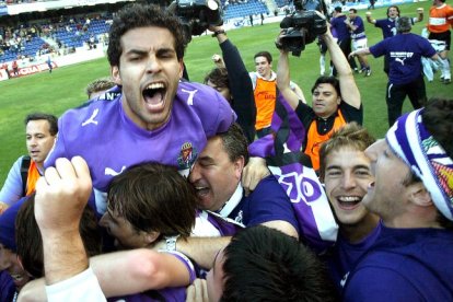 Baraja celebra el ascenso en 2007 en Tenerife