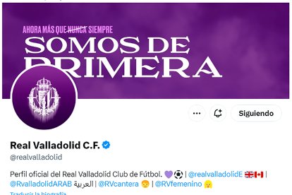 Portada de la página del Real Valladolid en X.