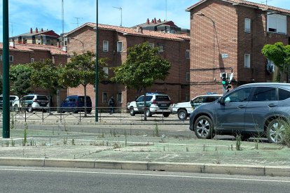 Patrullas de la Guardia Civil esta mañana en la macrooperación de Las Viudas.