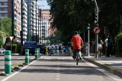 Carril bici, tramo entre puente Mayor y puente de Poniente.