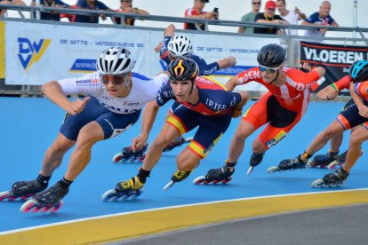 Adrián Alonso en una de las pruebas en el Europeo de Ostende.