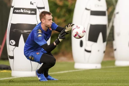 Karl Hein, durante su primer entrenamiento con el Real Valladolid.