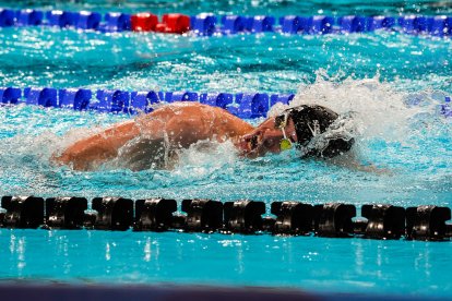 El vallisoletano Luis Huerta en la final de 100 metros.