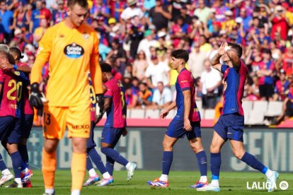 Hein, cabizbajo tras encajar uno de los siete goles que marcó el Barcelona al Real Valladolid.