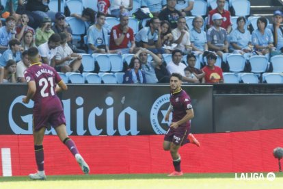 Moro tras su gol marcado con el Real Valladolid en septiembre, en Balaídos.