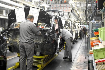 Trabajadores de la factoría de Valladolid de Carrocería Montaje de Renault.