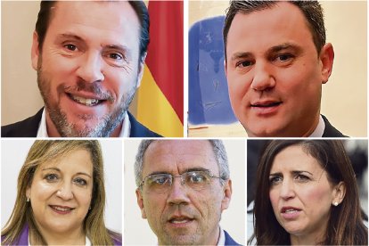 Óscar Puente, Javier Alfonso Cendón, Iratxe García, Javier Izquierdo y Esther Peña.