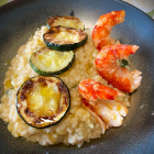 RISOTTO DE CALABACÍN, COLIFLOR Y GAMBONES