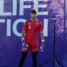 Aceves durante un entrenamiento esta temporada