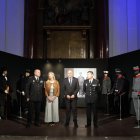 La teniente de alcalde de Valladolid, Irene Carvajal, el subdelegado del Gobierno en Valladolid, Jacinto Canales, y el jefe superior de la Policía Nacional de Castilla y León, Juan Carlos Hernández, presentan la exposición 'Policía Nacional. 200 años al servicio del ciudadano'.