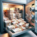 Caja fuerte llena de dinero en euros. E. M.