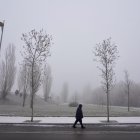 Imagen de archivo de un temporal de frío y niebla en Valladolid.