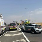Tramo de la A-62 afectado por el accidente de dos camiones.