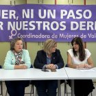 Representantes de la Coordinadora de Mujeres en la rueda de prensa de este lunes, 29 de septiembre, sobre el derecho al aborto.