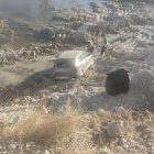 Lugar al que cayó el vehículo tras el accidente.