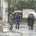 La nieve frente al Campo Grande de Valladolid.