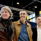 Carlos Martínez Mínguez, Pedro Sánchez y Javier Alfonso Cendón en un mitin en León el pasado mes de octubre.