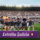 Once inicial, blanquivioleta en el último partido, ante el Huesca.