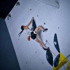 Iziar Martínez durante su ascensión de dificultad en Cáceres en la Copa de España.