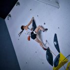 Iziar Martínez durante su ascensión de dificultad en Cáceres en la Copa de España.