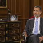 El rey Felipe VI, durante su intervención televisada-EFE
