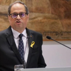 El president Torra ha anunciado su decisión de acudir al acto de inauguración a través de una declaración institucional.-RICARD FADRIQUE