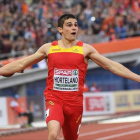 Bruno Hortelano, nada más proclamarse campeón de Europa de 200 en Amsterdam en julio pasado.-AP / GEERT VANDEN WIJNGAERT