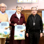 El presidente de Manos Unidas Valladolid, José María Borge (I), presenta la campaña de la organización. Junto a él, la misionera Pilar Basagoiti (C), y el obispo auxiliar de Valladolid, Luis Argüello (D)-ICAL