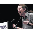El secretario general de Podemos, Pablo Iglesias, en un acto en Madrid.-Foto: DAVID CASTRO