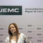 La presidenta de las Cortes, Silvia Clemente, ayer en la UEMC.-ICAL