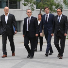 Siete de los consellers cesados a quienes la jueza Carmen Lamela ordenó prisión provisional.-JUAN MANUEL PRATS