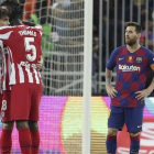 Messi, tras confirmarse la derrota ante el Atlético el jueves en Yeda.-