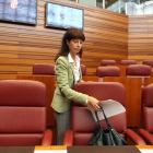 La procuradora socialista Ana Redondo ocupa su asiento junto al escaño vacío de Óscar López en la presentación del Informe Anual de la institución de 2013-Ical