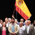 Gallardo, en el centro, en la presentación de los candidatos de Vox en la provincia de Valladolid para las elecciones municipales. ICAL