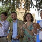 Mañueco, Casado, Ayuso y García González, ayer en Ávila en la apertura del curso político.-ICAL