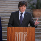 Puigdemont en su mensaje de Presidente de la Generalitat, hoy en TV3-EL PERIÓDICO