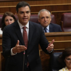 El presidente del Gobierno, Pedro Sánchez, durante su intervención.-DAVID CASTRO